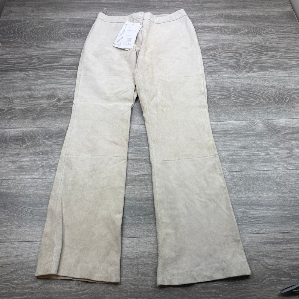 Pamela McCoy Pants Womens Small 31 Beige Suede Leather Mid Rise Bootcut Cowgirl